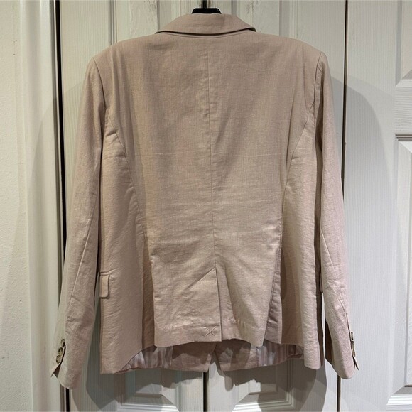 Katherine Barclay Beige Linen Blend Double Breasted Blazer XL - Picture 3 of 12